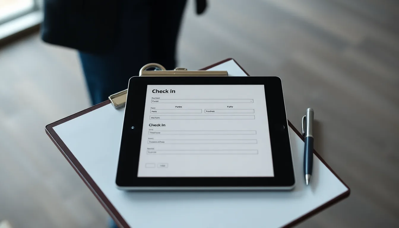 MapleForms digital form on a tablet with a pen at a Canadian small business event check-in setup